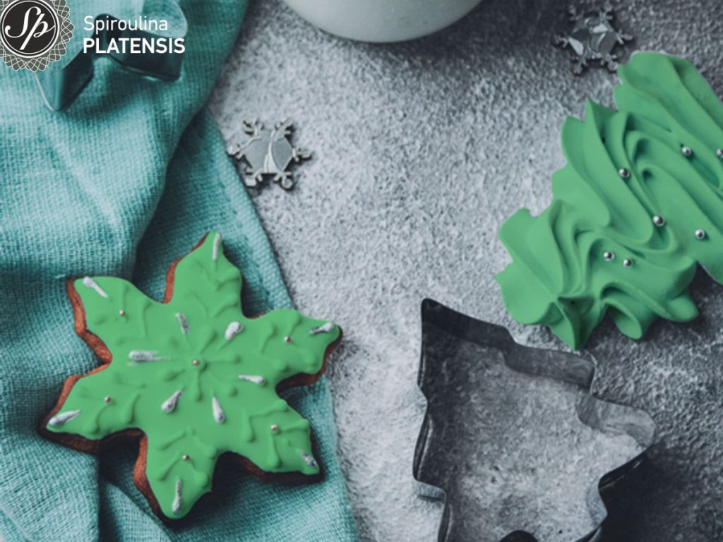 Healthy Μπισκότα με Σπιρουλίνα flakes (xmas edition) 🎄 christmas cookies with icing with spiroulina platensis powder