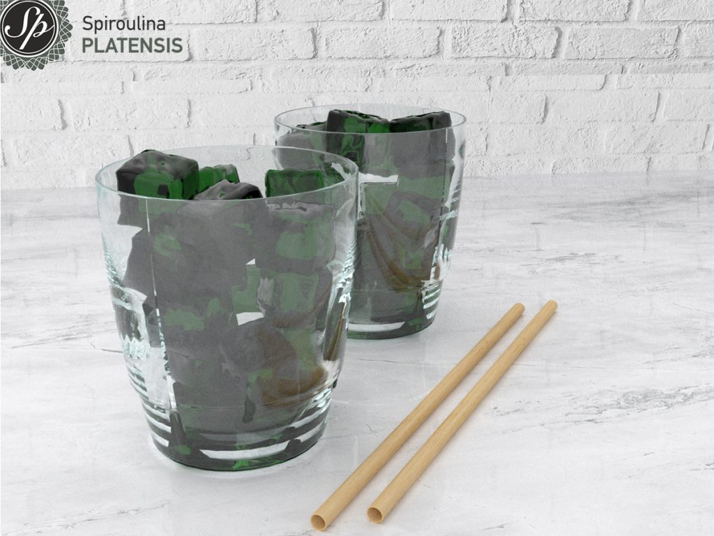 Ice cubes with Spiroulina PLATENSIS Powder green cubes ice with spiroulina platensis spirulina