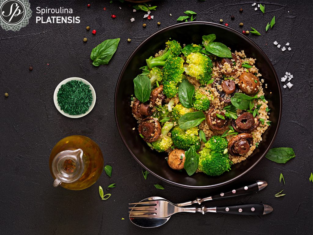 dietary menu healthy vegan salad spiroulina platensis spirulina
